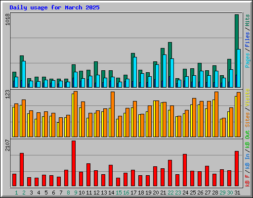 Daily usage for March 2025