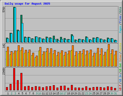 Daily usage for August 2025