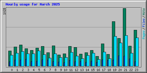 Hourly usage for March 2025